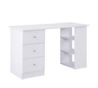 HomCom - Bureau informatique multimédia multi-rangements 3 tiroirs 2 étagères MDF 120x49x72 cm Blanc