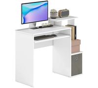 HOMCOM Bureau informatique table de bureau étagères tablette clavier panier panneaux particules