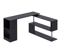 HOMCOM Bureau Informatique multimédia modulable Design Contemporain Zig zag bibliothèque intégrée Panneaux Particules Noir métal
