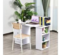 HOMCOM Bureau informatique multimédia multi-rangements 3 tiroirs 2 étagères 120L x 49l x 72H cm blanc Description : Ce magnifique bureau droit blanc multi-rangements doté de 3 tiroirs, de 2 étagères,