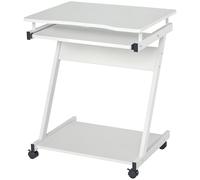 HOMCOM Bureau Informatique Roulant Bureau Mobile Table d'Ordinateur Blanc