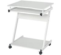 HOMCOM Bureau informatique roulant – Tablette coulissante et étagère – 60x48x73 cm – Blanc