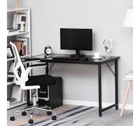 HOMCOM Bureau informatique style industriel grand plateau dim. 120L x 60l x 73H cm métal noir MDF aspect wengé brun foncé