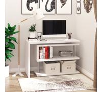 Bureau informatique modulable avec bibliothèque design métal chromé blanc - HOMCOM