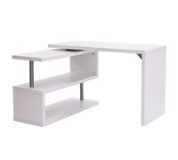 Bureau informatique modulable avec bibliothèque design métal chromé blanc - HOMCOM