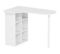 HOMCOM Bureau irrégulier table d'ordinateur 100 x 59 cm avec 6 compartiments, 4 étagères réglables et cadre en acier, blanc