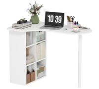 HOMCOM Bureau Irrégulier Table d'Ordinateur Bois Moderne 100 x 59 cm Blanc