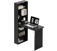 HOMCOM Bureau Moderne Pliant avec Bibliothèque et Tableau Noir, en Bois et Métal, 98x51x153 cm, Noir