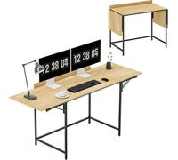 HOMCOM-Bureau-Panneau de particules, métal-170L x 58B x 78H cm-Chêne
