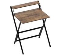HOMCOM Bureau pliable 65,5 x 45 cm avec étagère de rangement pour chambre, petits espaces, brun rustique