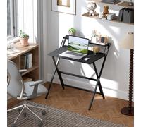 HOMCOM Bureau Pliable avec Étagère pour Écran, 81,5x62x86,5 cm, Noir