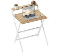 HOMCOM Bureau pliable avec étagère pour moniteur, 70 cm, bureau d'ordinateur pliable pour petits espaces, table d'écriture peu encombrante, station de travail pour bureau à domicile, étude, assemblage