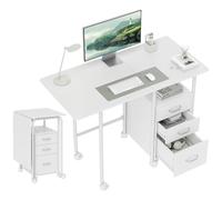HOMCOM Bureau Pliable sur roulettes avec 3 Tiroirs 105x51x75,5cm Blanc