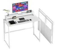 HOMCOM Bureau Pliable Table d'ordinateur avec support d'écran Cadre en acier pour bureau, chambre à coucher, bureau à domicile, 100 x 48 x 87,5 cm, Blanc