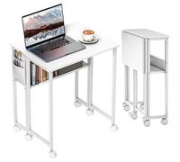 HOMCOM Bureau Pliant avec étagère et Sac 63 cm Blanc