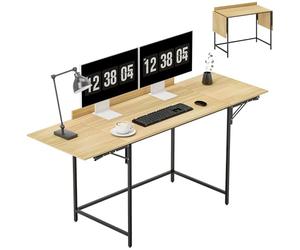 HOMCOM Bureau Pliant Design Moderne 100/135/170x58x78 cm chêne