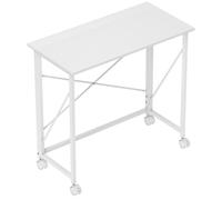 HOMCOM Bureau pliant table d'ordinateur 80 x 40 cm sur roulettes pour bureau à domicile, chambre, petits espaces, blanc