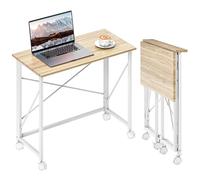 HOMCOM Bureau Pliant Table d'Ordinateur sur roulettes 80 x 40 cm Chêne