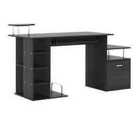 HOMCOM Bureau pour Ordinateur Table de Travail Bureau Informatique Multi-rangements 152 x 60 x 88 cm Noir