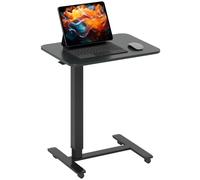 HOMCOM Bureau réglable Debout 4 Roues 65x48x73-110cm Noir | Bureau en forme de C, bureau assis-debout, pour bureau, étude, salon, capacité de charge jusqu'à 70 kg