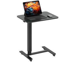 HOMCOM Bureau réglable debout 4 roues 65x48x73-110cm Noir | Bureau en forme de C, bureau assis-debout, pour bureau, étude, salon, capacité de charge jusqu'à 70 kg