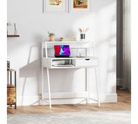 HOMCOM Bureau secrétaire Bureau Informatique Style néo-rétro tiroir Niche étagère métal Blanc