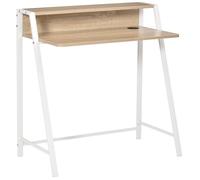 HOMCOM Bureau Informatique Table Ordinateur d'étude dim. 84L x 45l x 85H cm Style Simple en Bois chêne Clair Blanc