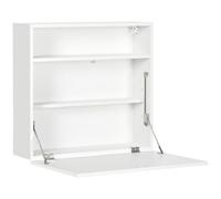 HomCom Bureau mural suspendu - tablette rabattable, 3 compartiments - 64 x 20 x 60 cm - Blanc