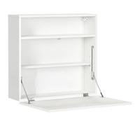 HOMCOM Bureau Suspendu Bureau Mural avec Tablette Rabattable et 3 Compartiments - 64 x 20 x 60 cm - Blanc