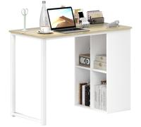 HOMCOM Bureau Table d'ordinateur avec casiers de Rangement, Table de Bureau Moderne avec Structure en Acier, Table PC pour Bureau à Domicile, Bureau, Petite pièce 100 x 54 x 75 cm, chêne