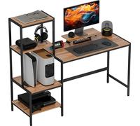 HOMCOM Bureau Table d'ordinateur avec support pour écran, support pour unité centrale, table de bureau avec support pour imprimante, table pour PC avec 4 étagères, design moderne pour bureau à domicil