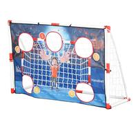 HOMCOM But de Foot et Cage de Handball extérieur 2 en 1, But 5 Zones cibles, Ballon de Handball Gonflable, Pompe, piquets de Sol en Forme de U, Cadre léger