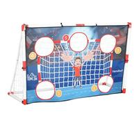 HOMCOM But de Foot et Cage de Handball extérieur 2 en 1, But 5 Zones cibles, Ballon de Handball Gonflable, Pompe, piquets de Sol en Forme de U, Cadre léger
