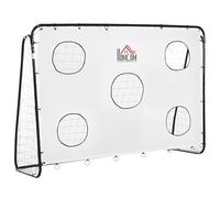 HOMCOM But de Football 2 en 1 avec Cible de tir, Cage de Foot Exterieur avec 5 Cible pour entraînement de Football en extérieur, 240 x 88 x 174 cm, Blanc