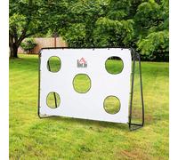HOMCOM But de football 2 en 1 avec cible de tir, cage de foot exterieur avec 5 cible pour entraînement, 240 x 88 x 174 cm blanc