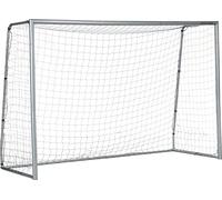 HOMCOM But de football avec filet PE, but de football pour enfants et adultes, 300 x 120 x 200 cm, acier, PE, pour jardin, entraînement de football, gris