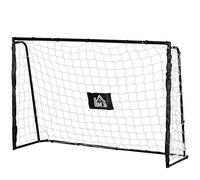 HOMCOM But de Football - Cage de Foot - But d'entrainement dim. 186L x 62l x 123H cm - châssis métal Filet PE - piquets & Outil Inclus - Noir Blanc