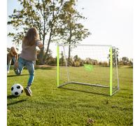 HOMCOM But de Football d'Extérieur en Métal avec Cible et Poteaux en Tissu Oxford, 186x62x123 cm, Jaune