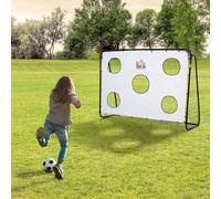 HOMCOM But de Football pour Enfants et Adultes avec Filet en PE, en Métal et Oxford, Blanc et Noir, 240x88x171.5cm