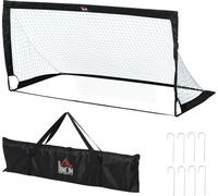 HOMCOM Buts de football, filet de football, set de 2 mini-buts, pliables, acier, tétrolon, noir, 186 x 90 x 89 cm