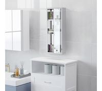 HOMCOM cabinet de pharmacie salle de bain, suspendu mural, avec étagères intérieures, 20x12x58cm, argent | Aosom France