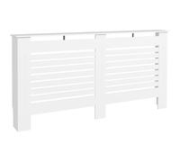 HOMCOM Cache-radiateur à lamelles avec étagère de rangement, cache-radiateur moderne, cache-radiateur en MDF, 152x19x81 cm, blanc