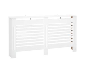 HOMCOM Cache-radiateur à lamelles avec étagère de rangement, cache-radiateur moderne, cache-radiateur en MDF, 172x19x81 cm, blanc