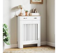 HOMCOM Cache-radiateur à lames avec tiroir - Anti-basculement, 78 x 19 x 97 cm, blanc