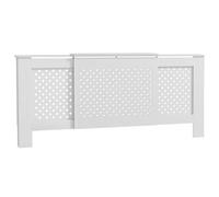 HOMCOM Cache Radiateur Ajustable Bois 136-200 x 21,5 x 91,7 cm Blanc | Couvercle de Radiateur Contemporain, Motif Nid d'Abeille, pour Chambre à Coucher, Salon