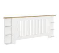 HOMCOM Cache-radiateur avec étagères de rangement ouvertes, cache-radiateur à lamelles verticales pour le salon, l'entrée, très grand, blanc (H : 83 / L : 191 / P : 19 cm)
