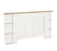 HOMCOM Cache-Radiateur avec Étagères de Rangement Ouvertes, Couvercle de Radiateur en Bois à Lattes Verticales, pour Salon, Chambre à Coucher, Couloir, 152 x 19 x 83 cm, Blanc Descriptions Longues:Cet