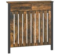 HOMCOM Cache-radiateur avec tiroir, Grille à Lattes Verticales, Industriel, en Bois MDF, étagère, Couverture chauffante, pour Salon, Chambre à Coucher, Couloir, Taille S, 88,5 x 19 x 93 cm, Marron
