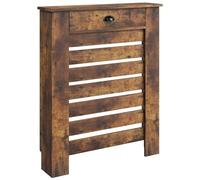 HOMCOM Cache-radiateur avec tiroir, grille horizontale à lattes - Bois MDF peint en marron rustique - Pour salon, chambre à coucher, couloir, petite taille (H : 95,5 x l : 78 x P : 19 cm)