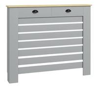 HOMCOM Cache-Radiateur avec Tiroir, MDF, Gris, Moyen H:95.5/W:111/D:19 cm | Grille horizontale à lamelles, étagère en bois peint, cache-chauffage, salon chambre couloir